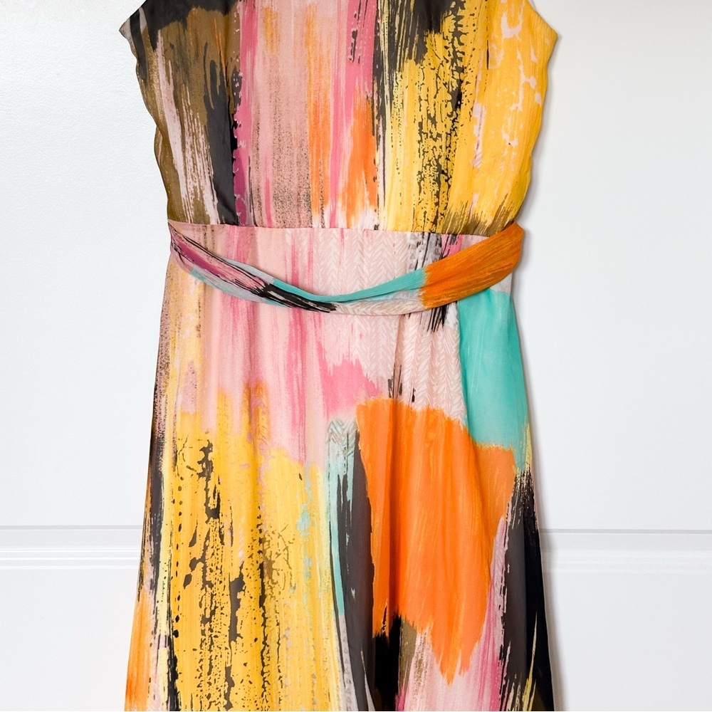 Chetta B Halter Tie Front Maxi Dress in Pink and Orange - Picture 15 of 15